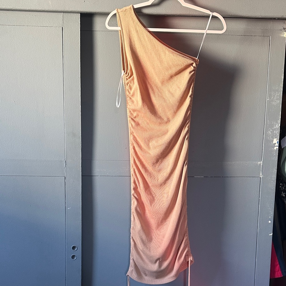 SHEIN One-Shoulder Peach Dress